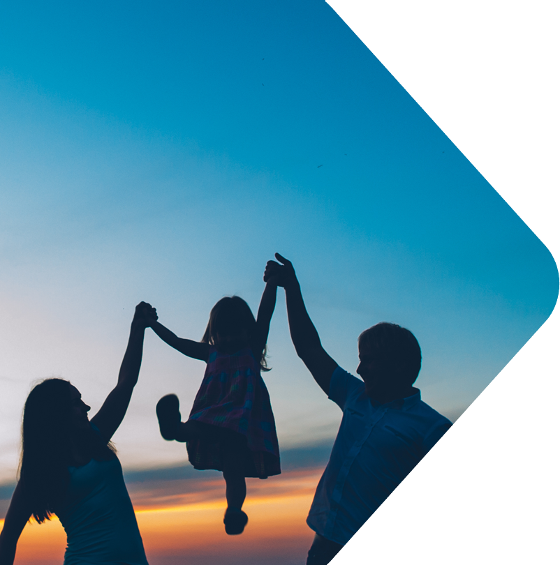 Image showing a family of 3 at sunset