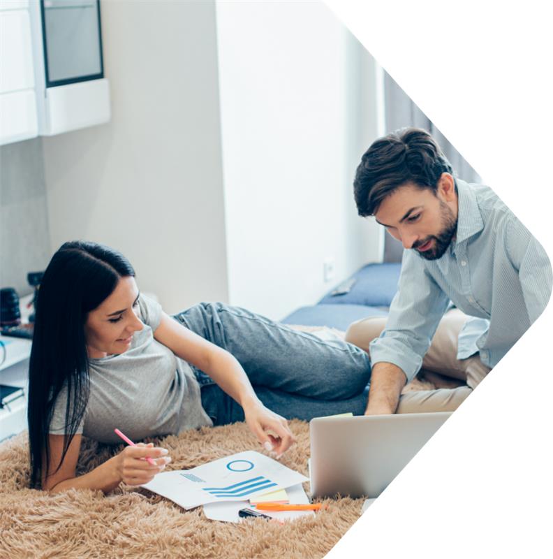 Image showing man and lady with plan on the floor