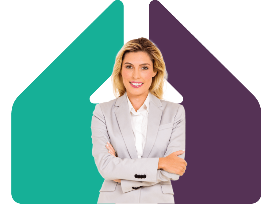 Image showing a woman smiling next to the JLWM logo