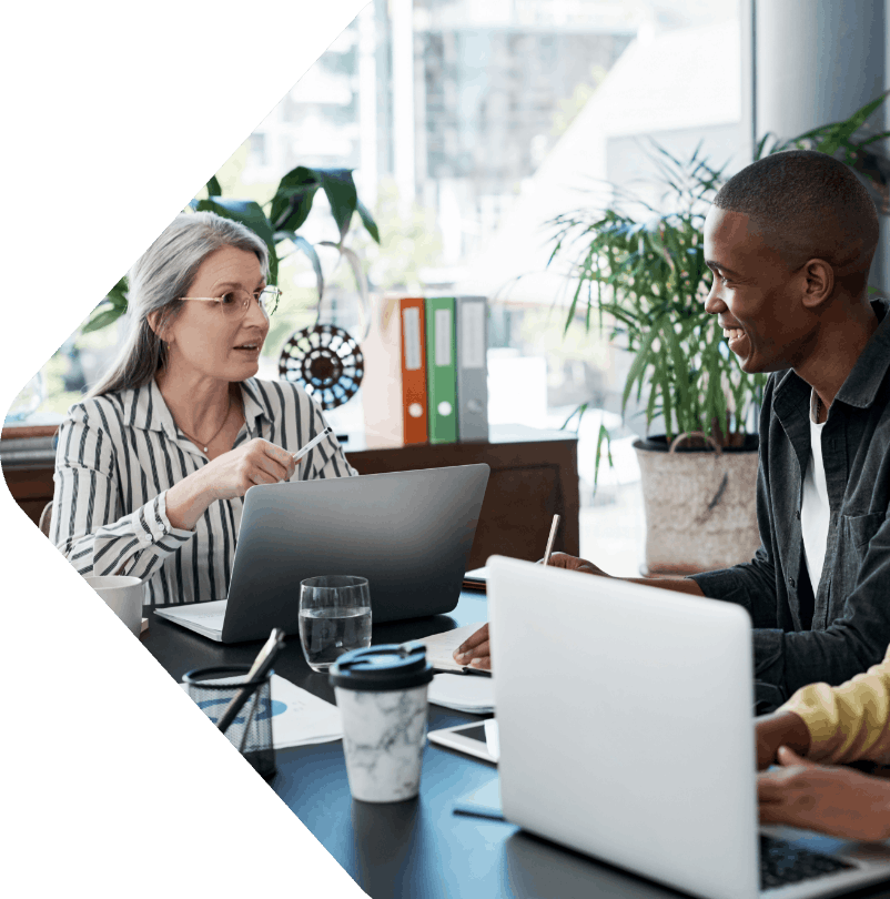 Image showing a wealth manager explaining plan to client in an office