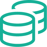 Icon showing two stacks of coins