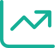 Icon showing a graph with an arrow going upwards