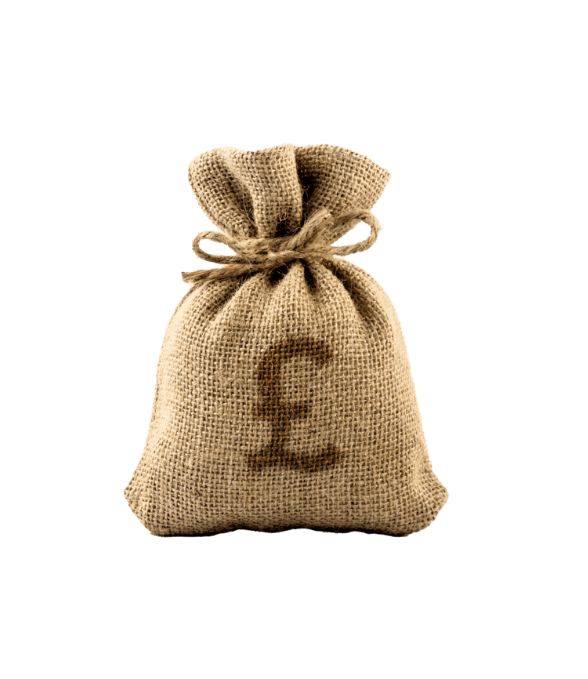Image showing a cloth money bag with a pound sign on the front