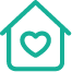 Icon showing a house with a heart in the middle